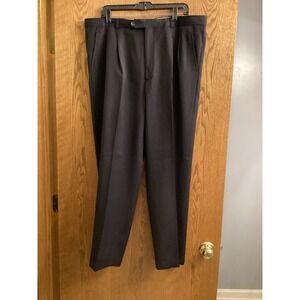 LUCA ROSSI ITALIA MEN'S  BLACK  SLACKS  38 W 30 INSEAM PLEATED 100%‎ WOOL